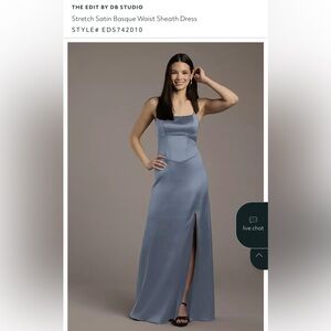 David’s Bridal Stretch Satin Basque Waist Sheath Dress